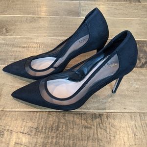 Zara Black mesh and suede like stiletto pumps size 38